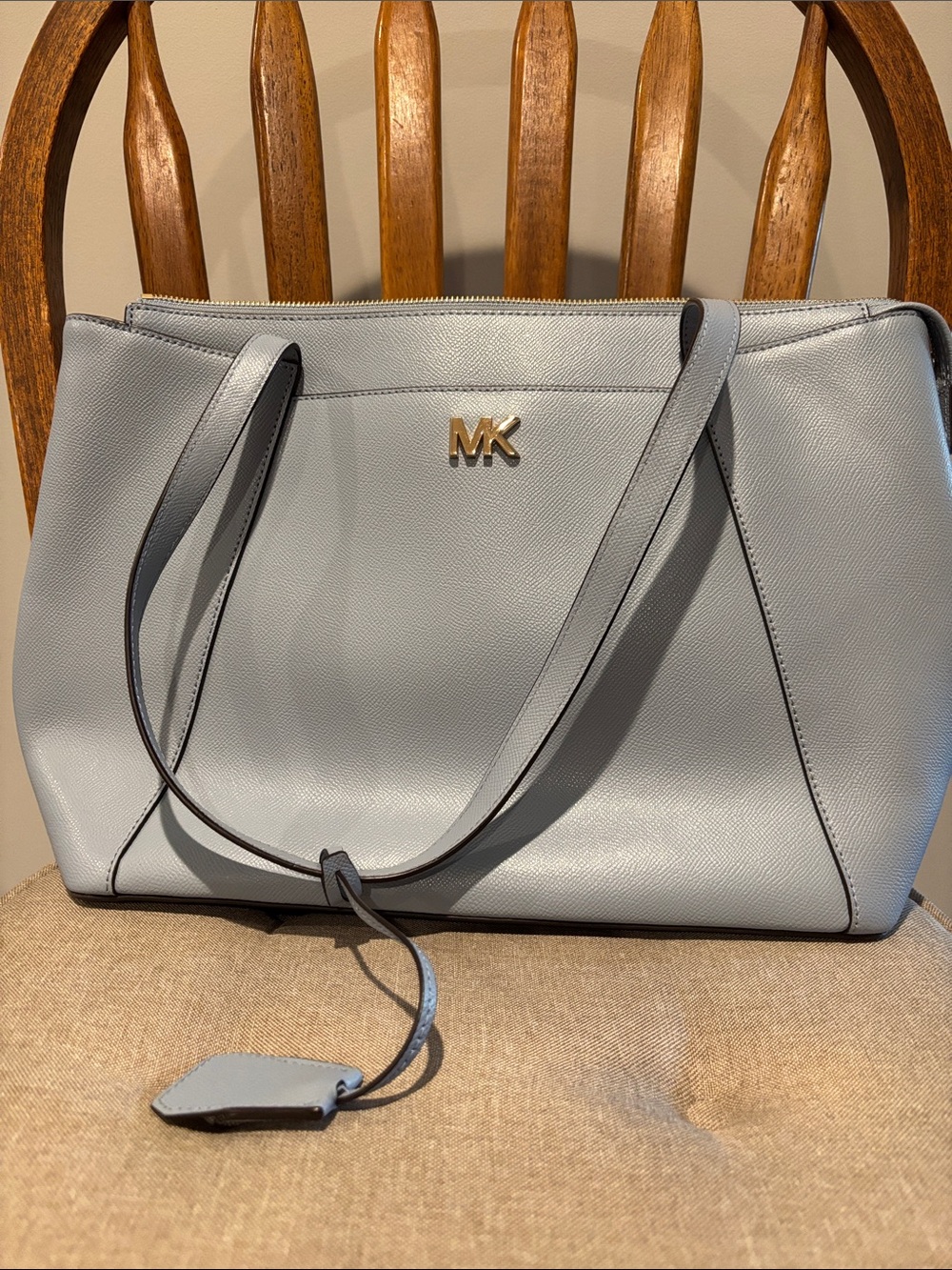 Michael Kors Pale Blue Saffiano Leather Shoulder Tote